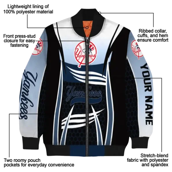 customized new york yankees mesh effect navy black bomber jacket new arrival