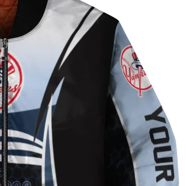 customized new york yankees mesh effect navy black bomber jacket premium grade
