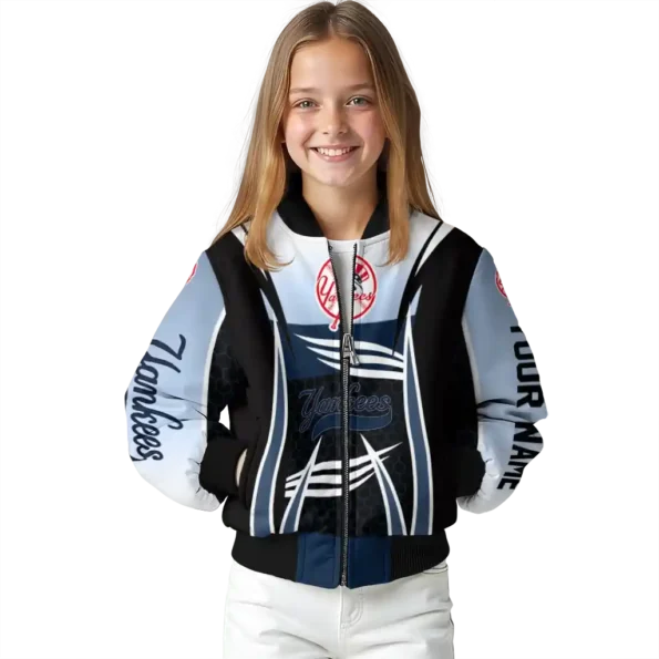 customized new york yankees mesh effect navy black bomber jacket top rated
