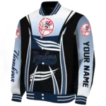 customized new york yankees mesh effect navy black varsity jacket best selling