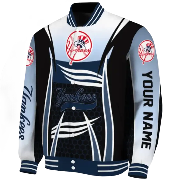 customized new york yankees mesh effect navy black varsity jacket best selling