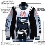 customized new york yankees mesh effect navy black varsity jacket best selling