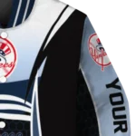 customized new york yankees mesh effect navy black varsity jacket best selling