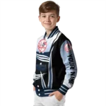 customized new york yankees mesh effect navy black varsity jacket best selling
