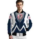customized new york yankees v stripes navy white bomber jacket best selling