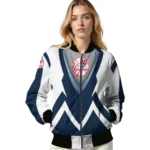 customized new york yankees v stripes navy white bomber jacket best selling