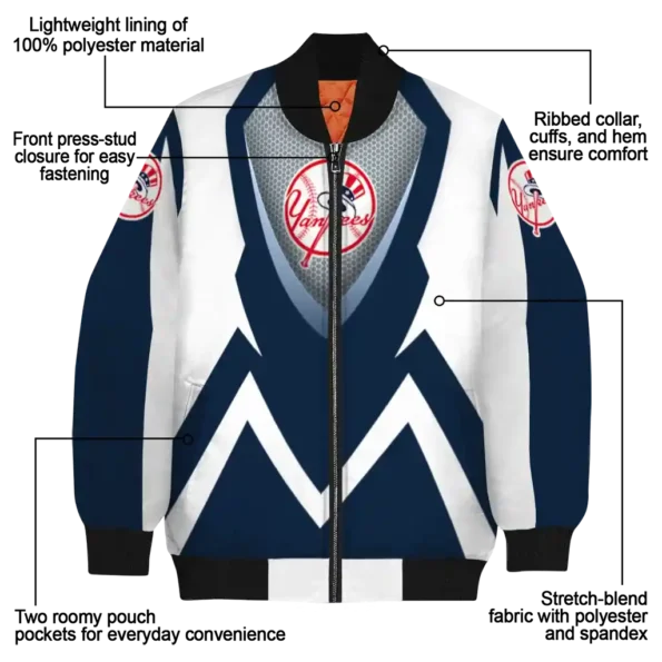 customized new york yankees v stripes navy white bomber jacket new arrival