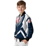 customized new york yankees v stripes navy white bomber jacket best selling
