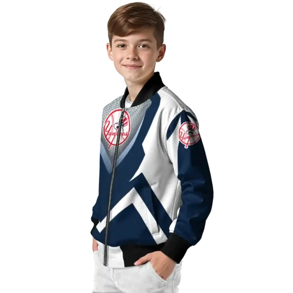 customized new york yankees v stripes navy white bomber jacket trendy