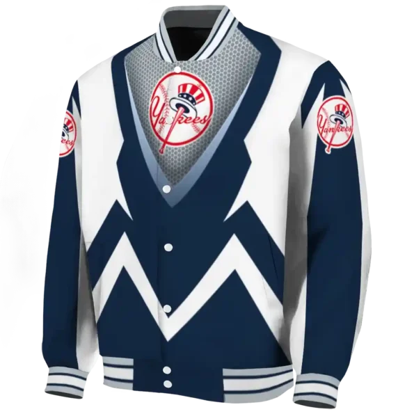 customized new york yankees v stripes navy white varsity jacket best selling