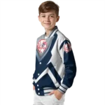 customized new york yankees v stripes navy white varsity jacket best selling
