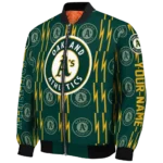 customized oakland athletics bolt stripe green bomber jacket best selling