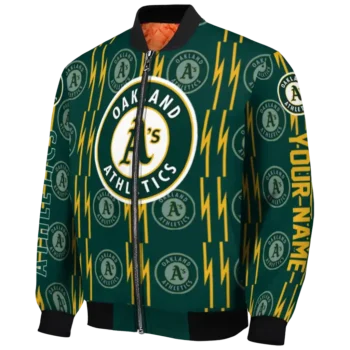 customized oakland athletics bolt stripe green bomber jacket best selling
