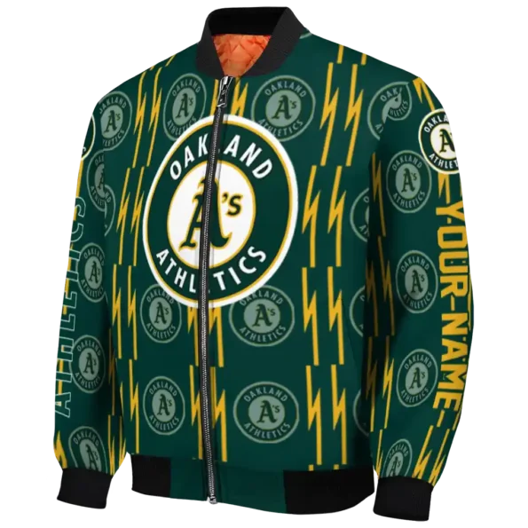 customized oakland athletics bolt stripe green bomber jacket best selling