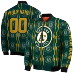 customized oakland athletics bolt stripe green bomber jacket best selling