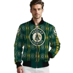 customized oakland athletics bolt stripe green bomber jacket best selling