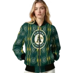 customized oakland athletics bolt stripe green bomber jacket best selling