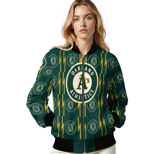 customized oakland athletics bolt stripe green bomber jacket latest model