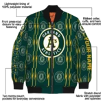 customized oakland athletics bolt stripe green bomber jacket best selling