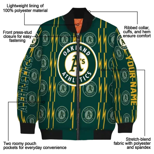 customized oakland athletics bolt stripe green bomber jacket new arrival