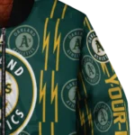 customized oakland athletics bolt stripe green bomber jacket best selling