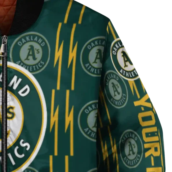 customized oakland athletics bolt stripe green bomber jacket premium grade
