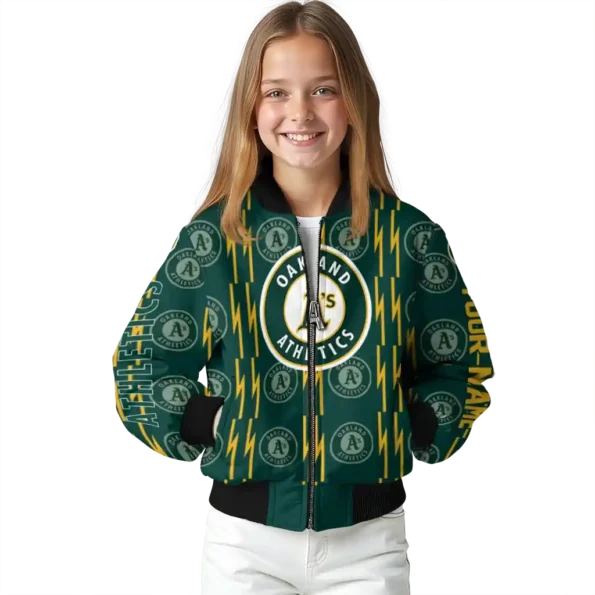 customized oakland athletics bolt stripe green bomber jacket top rated