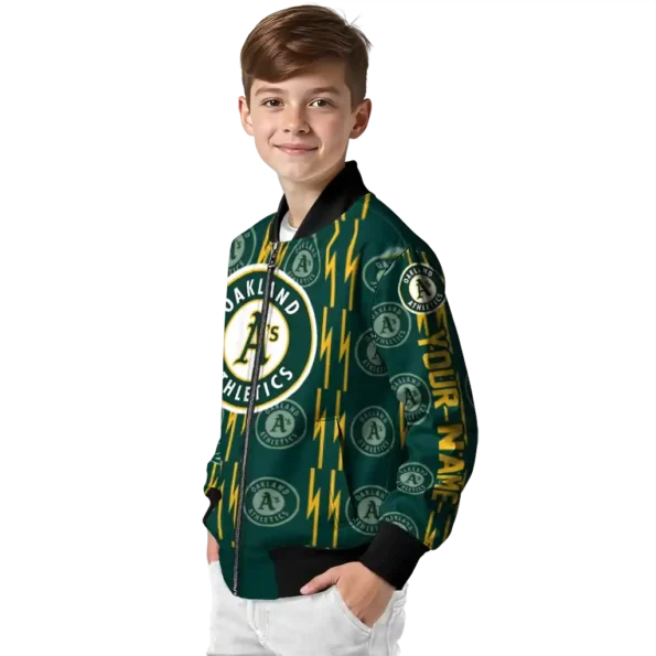 customized oakland athletics bolt stripe green bomber jacket trendy