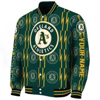 customized oakland athletics bolt stripe green varsity jacket best selling