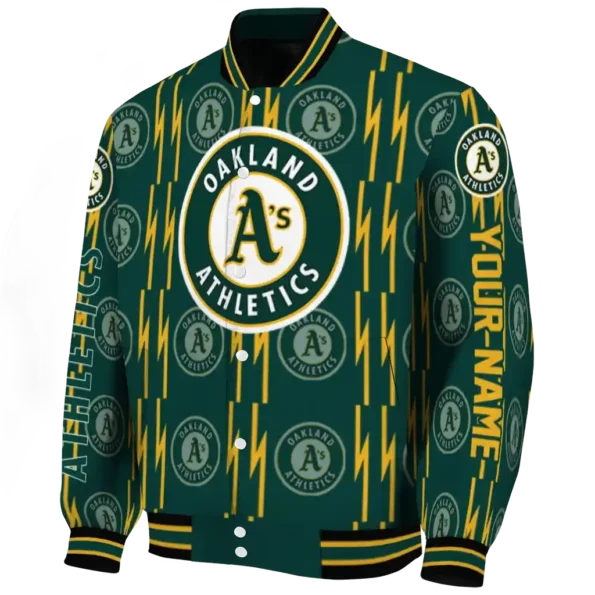 customized oakland athletics bolt stripe green varsity jacket best selling