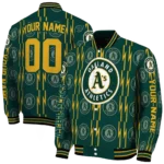 customized oakland athletics bolt stripe green varsity jacket best selling