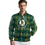 customized oakland athletics bolt stripe green varsity jacket best selling