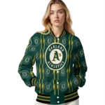 customized oakland athletics bolt stripe green varsity jacket best selling