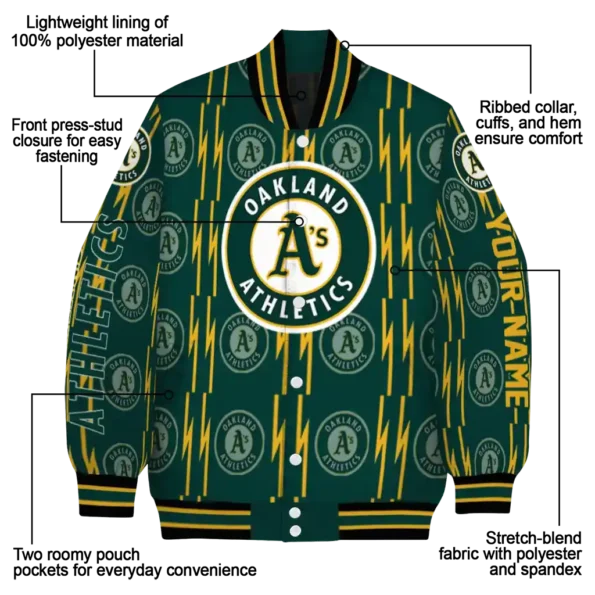 customized oakland athletics bolt stripe green varsity jacket new arrival