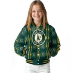 customized oakland athletics bolt stripe green varsity jacket best selling