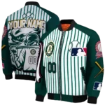 customized oakland athletics eagle baseball green white bomber jacket best selling