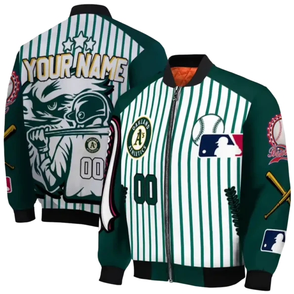 customized oakland athletics eagle baseball green white bomber jacket fashion forward