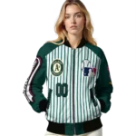 customized oakland athletics eagle baseball green white bomber jacket best selling