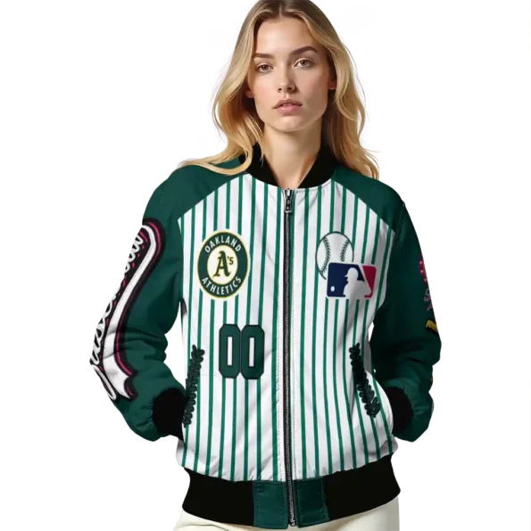 customized oakland athletics eagle baseball green white bomber jacket latest model