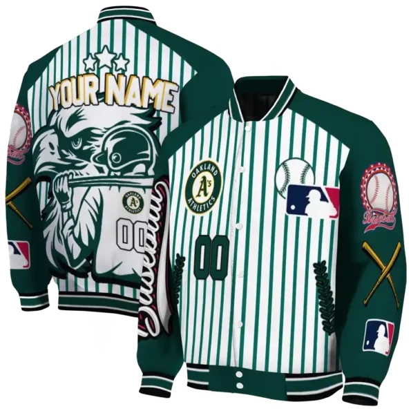 customized oakland athletics eagle baseball green white varsity jacket fashion forward