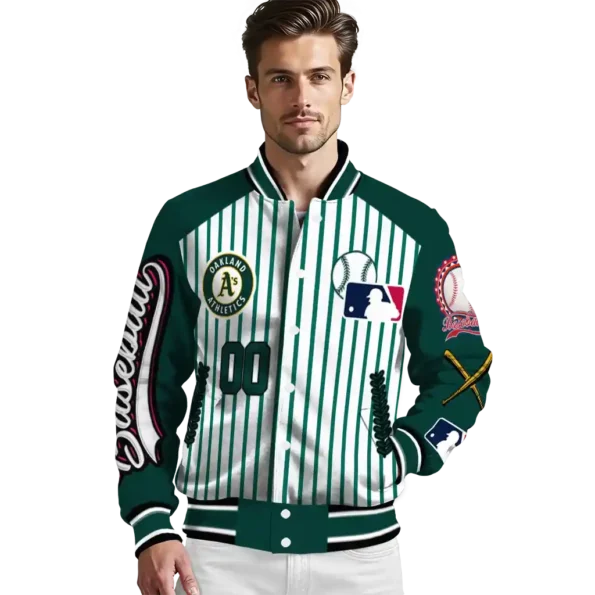 customized oakland athletics eagle baseball green white varsity jacket high quality
