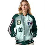 customized oakland athletics eagle baseball green white varsity jacket best selling