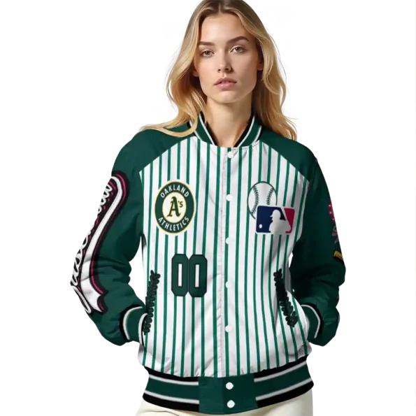 customized oakland athletics eagle baseball green white varsity jacket latest model