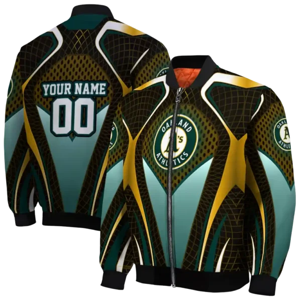 customized oakland athletics mesh chest yellow crocs black bomber jacket fashion forward