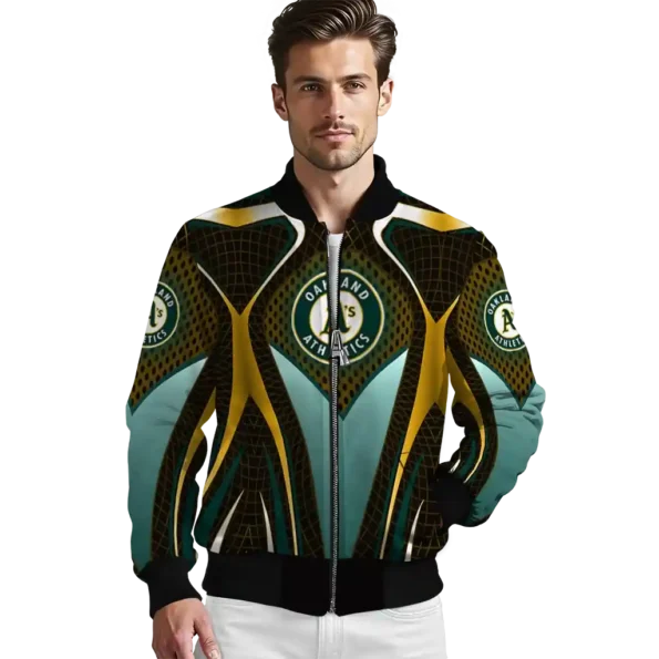 customized oakland athletics mesh chest yellow crocs black bomber jacket high quality