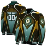 customized oakland athletics mesh chest yellow crocs black varsity jacket best selling