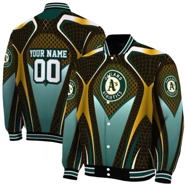 customized oakland athletics mesh chest yellow crocs black varsity jacket fashion forward