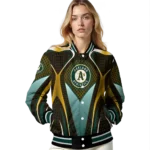 customized oakland athletics mesh chest yellow crocs black varsity jacket best selling
