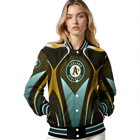 customized oakland athletics mesh chest yellow crocs black varsity jacket latest model