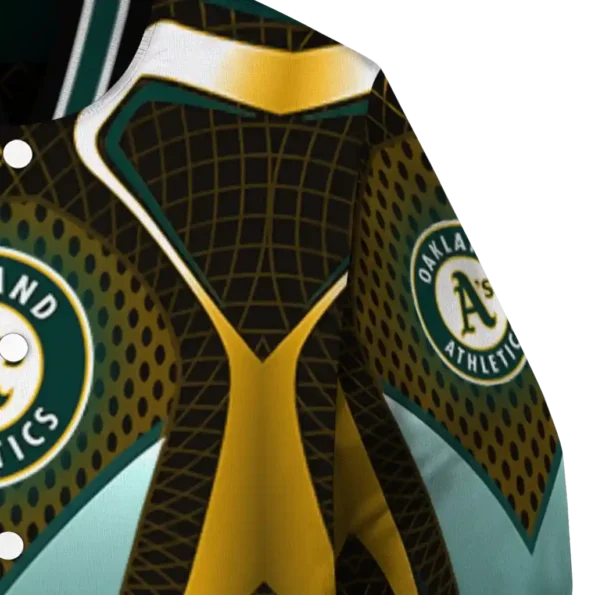 customized oakland athletics mesh chest yellow crocs black varsity jacket premium grade